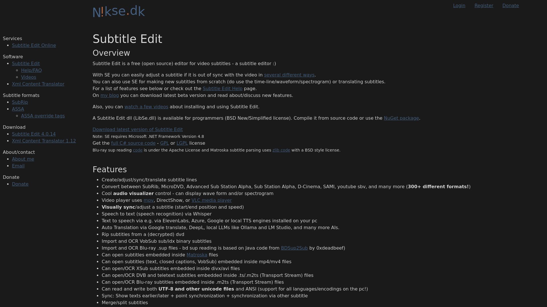 Subtitle Edit open-source subtitle editor