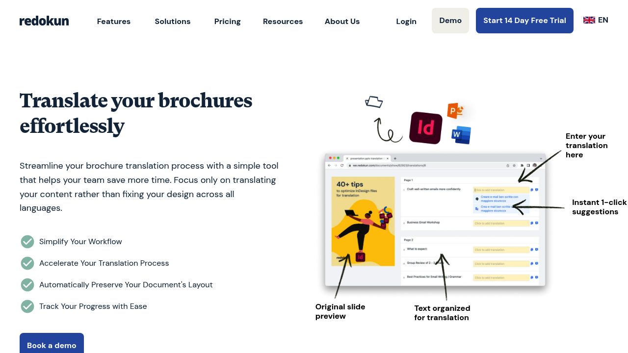 Redokun brochure translation workflow