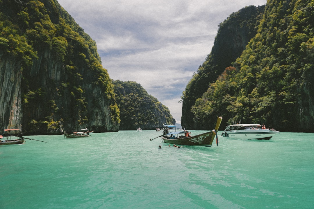 Thai islands with traditional long-tail boats