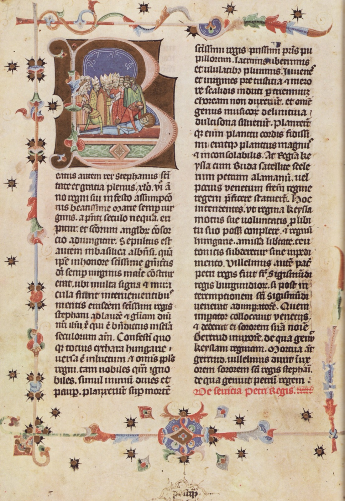 Illuminated medieval scene from the Chronicon Pictum, a key source for Hungarian history