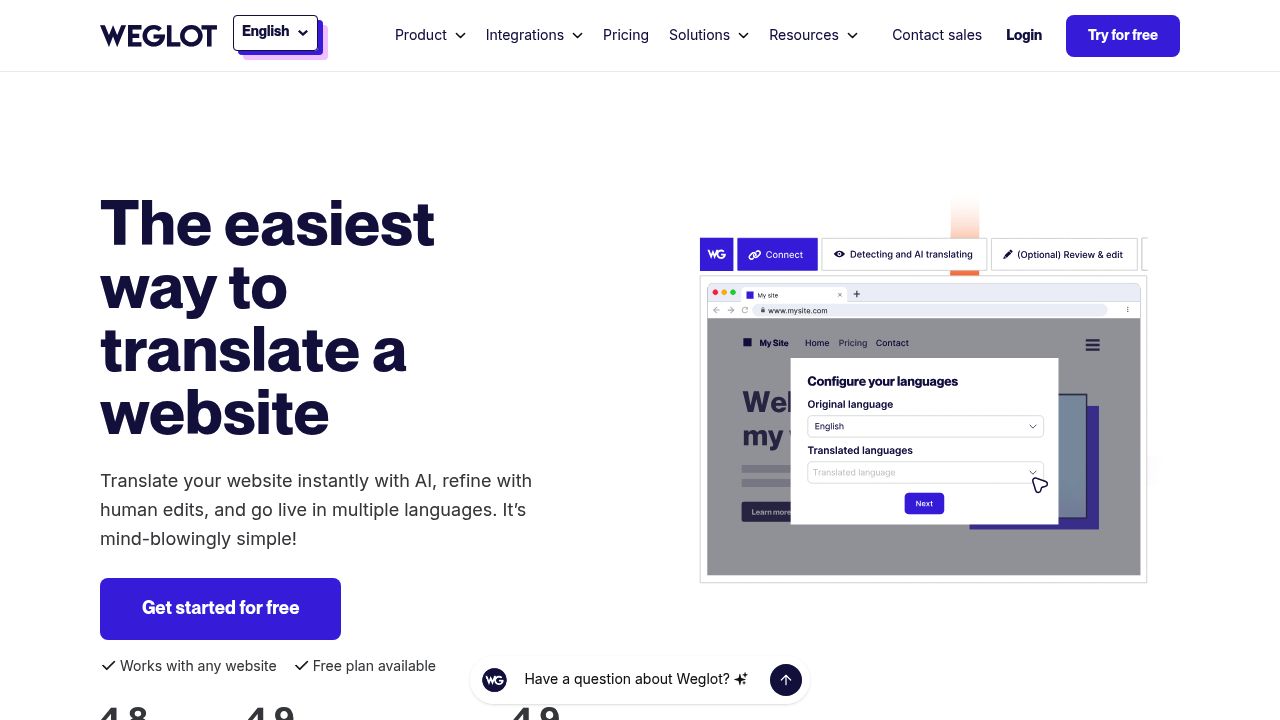Weglot translation dashboard screenshot