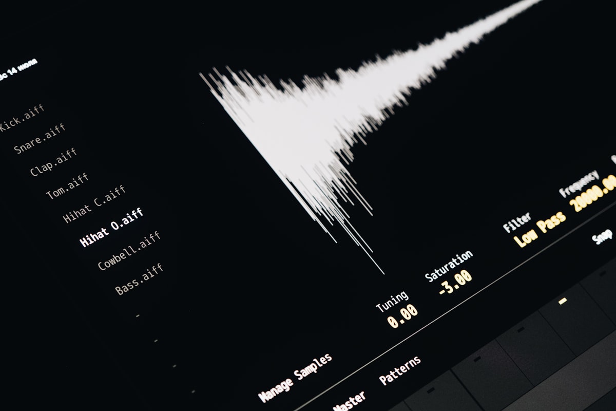 AI audio waveform visualization representing voice dubbing technology
