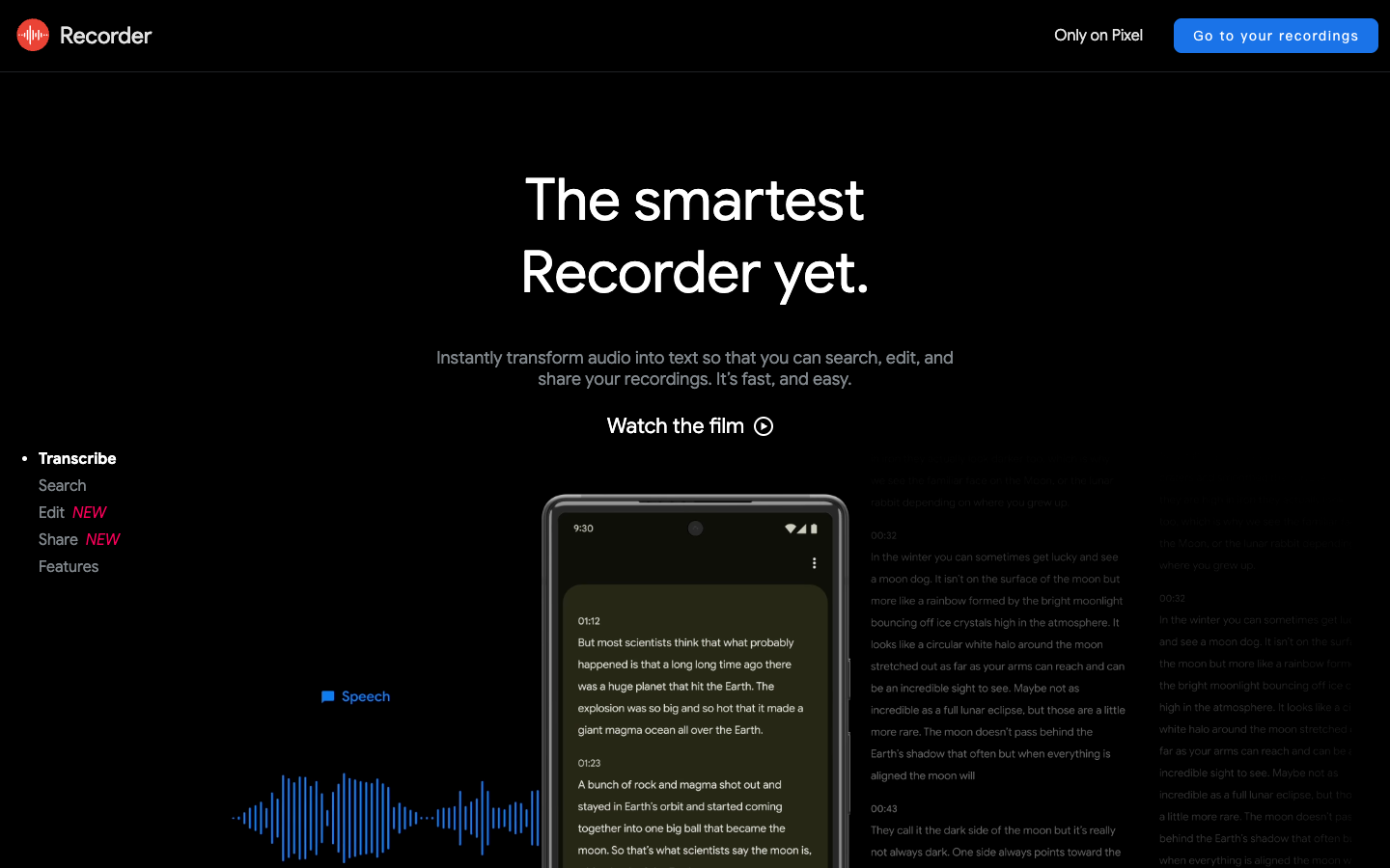 Google Recorder website