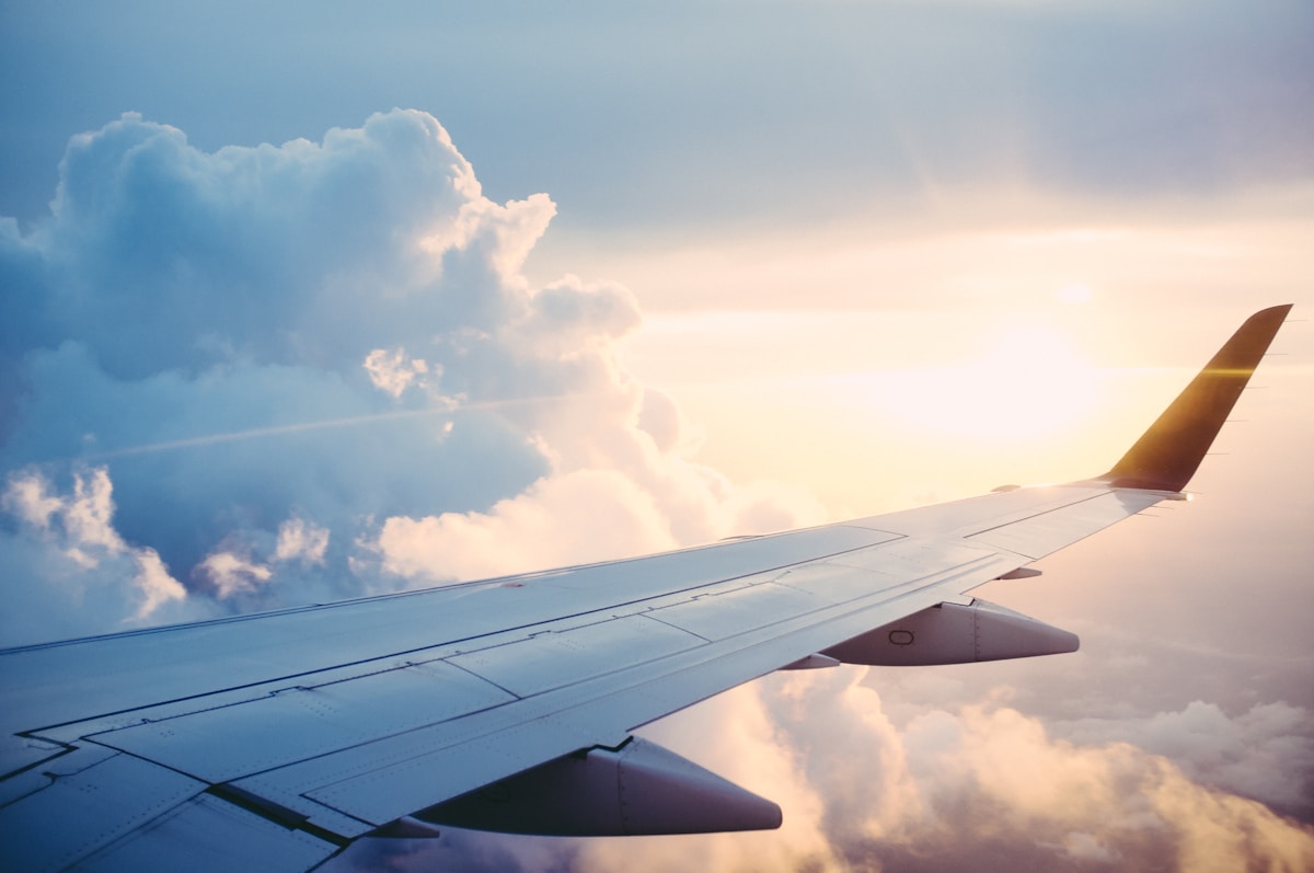 Airplane window view during travel