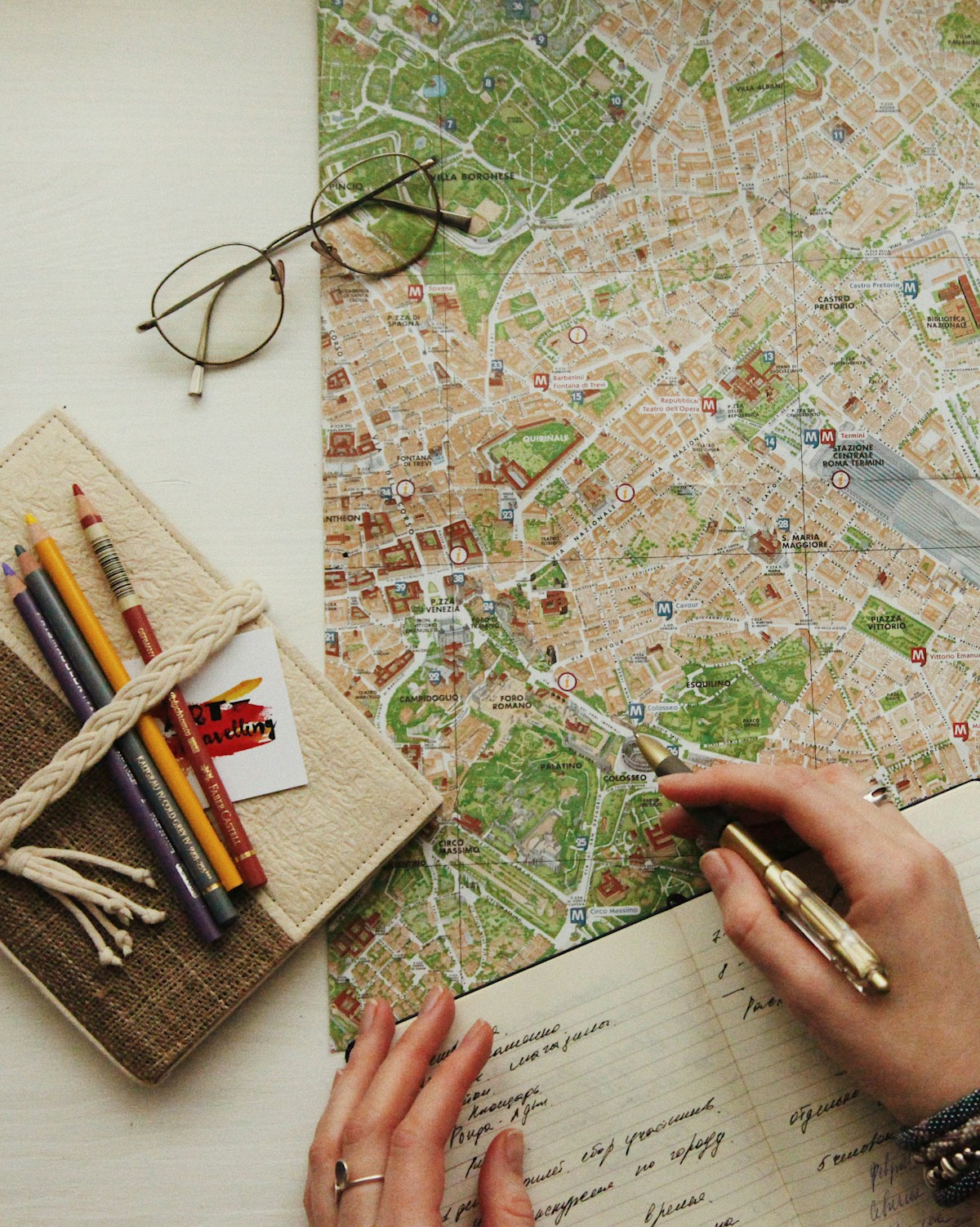 Traveler checking map on the street