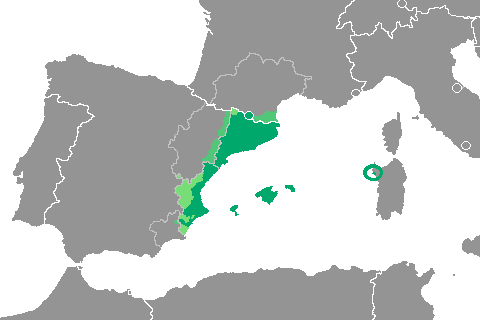 Map of Catalan-speaking territories in Europe