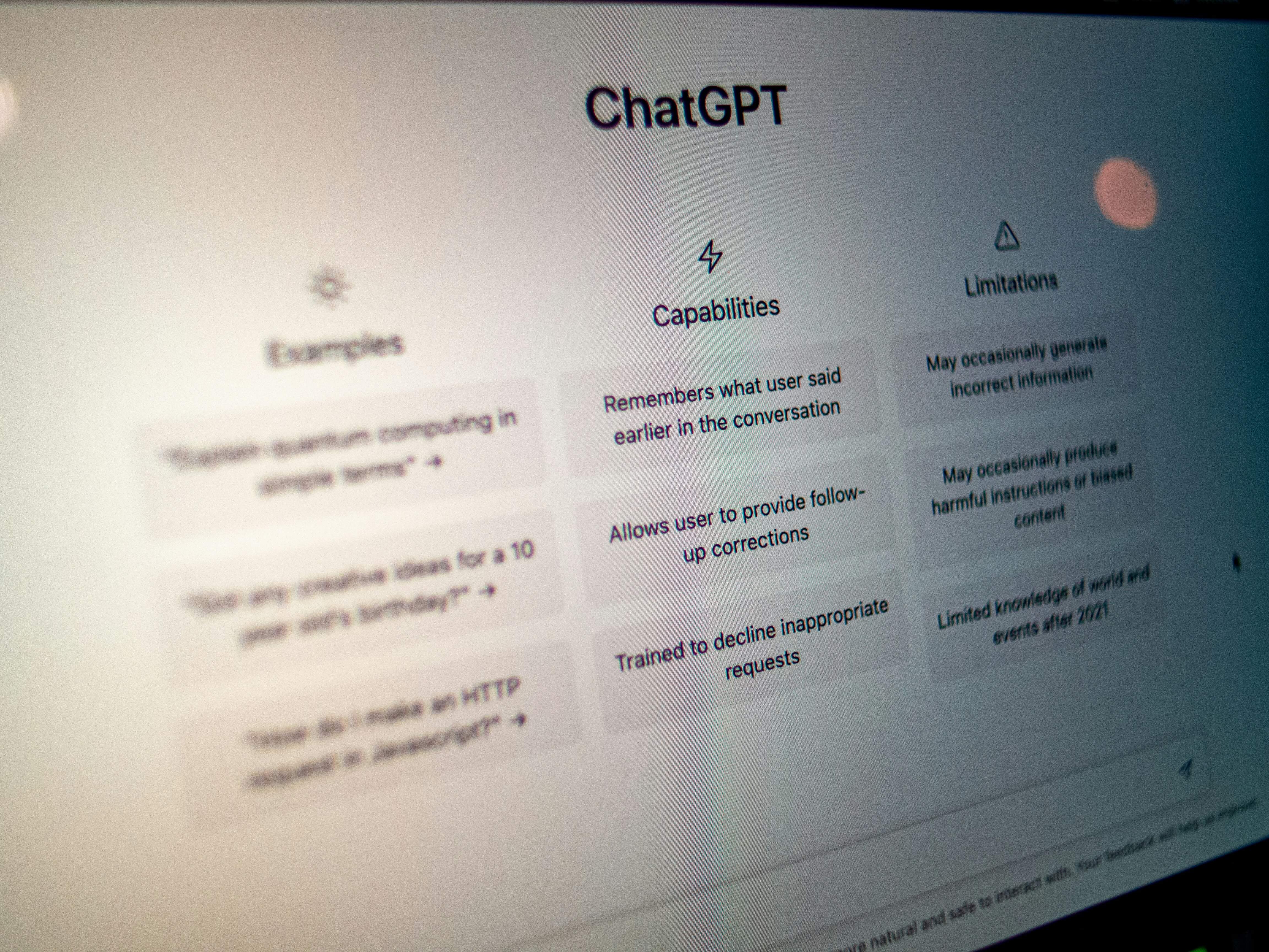 AI chatbot interface on a laptop screen