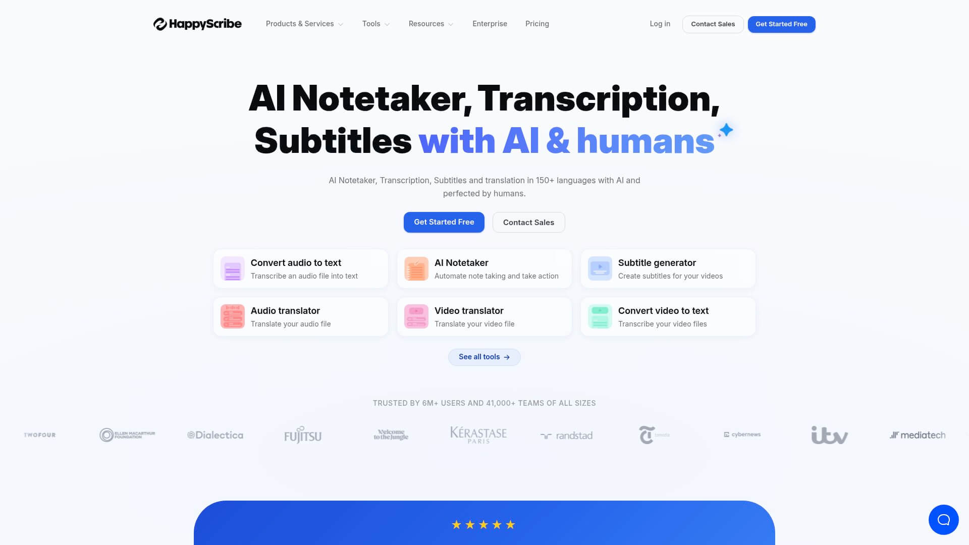 Happy Scribe subtitle translator interface