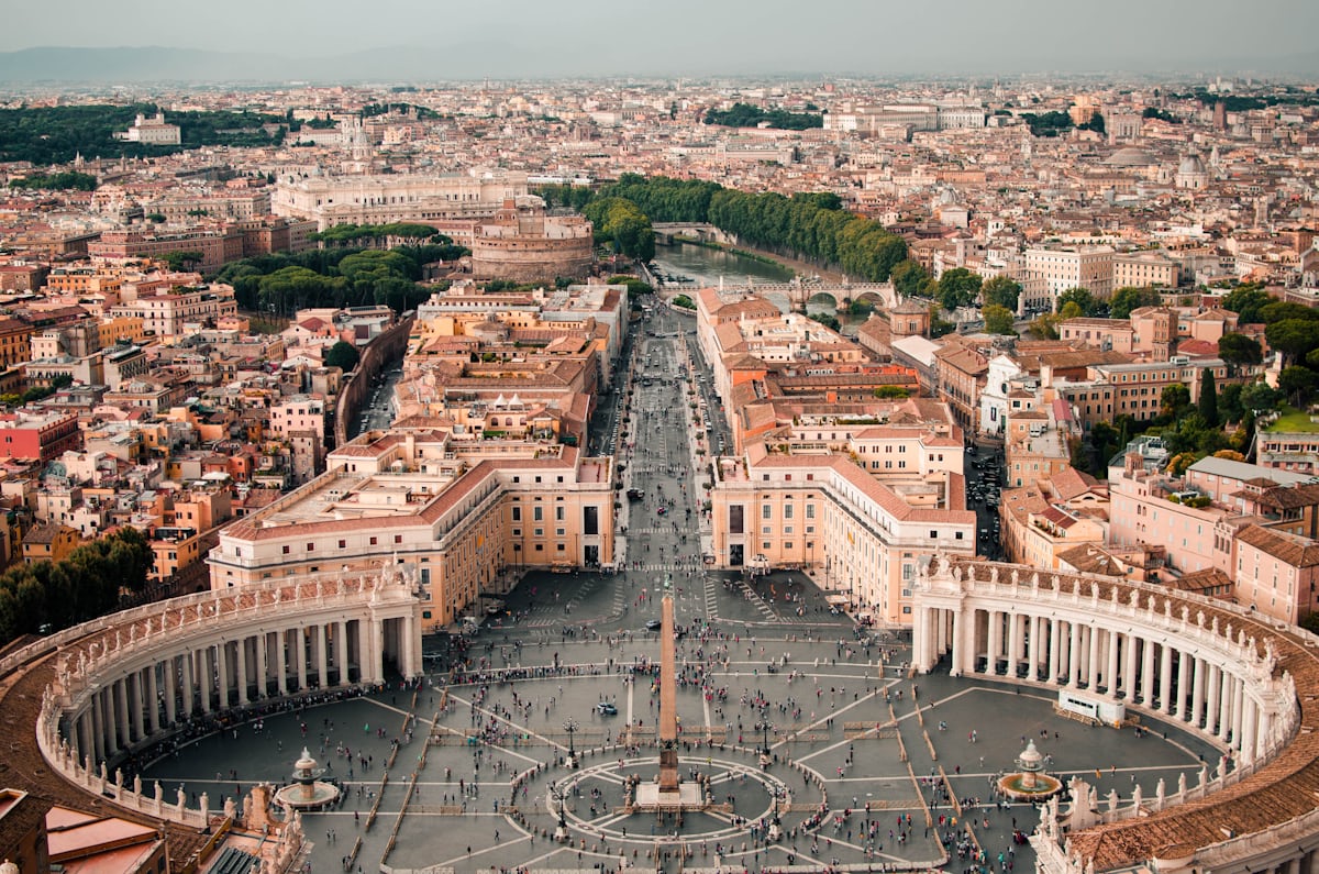 Aerial view of St. Peter's Basilica, Vatican City — the only country where Latin is an official language