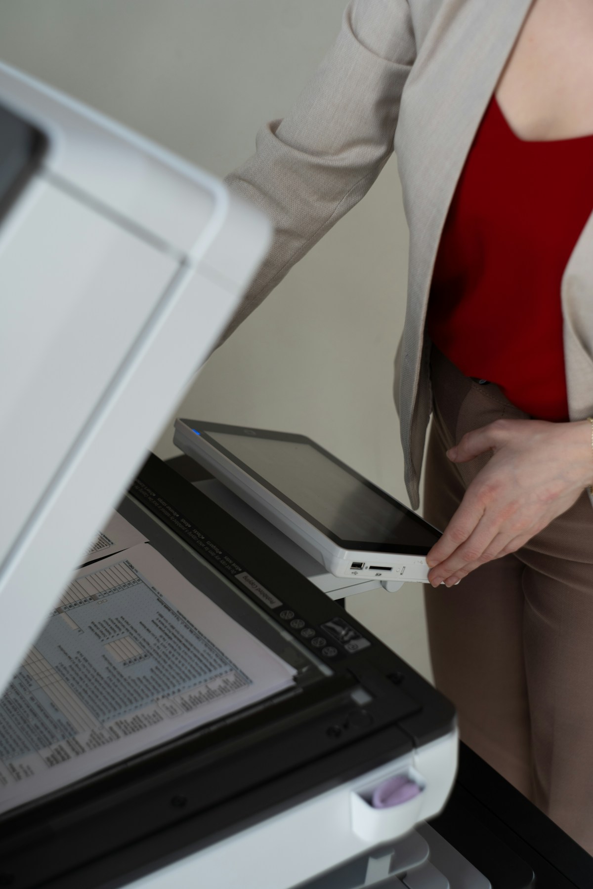 Placing a document into a scanner for OCR