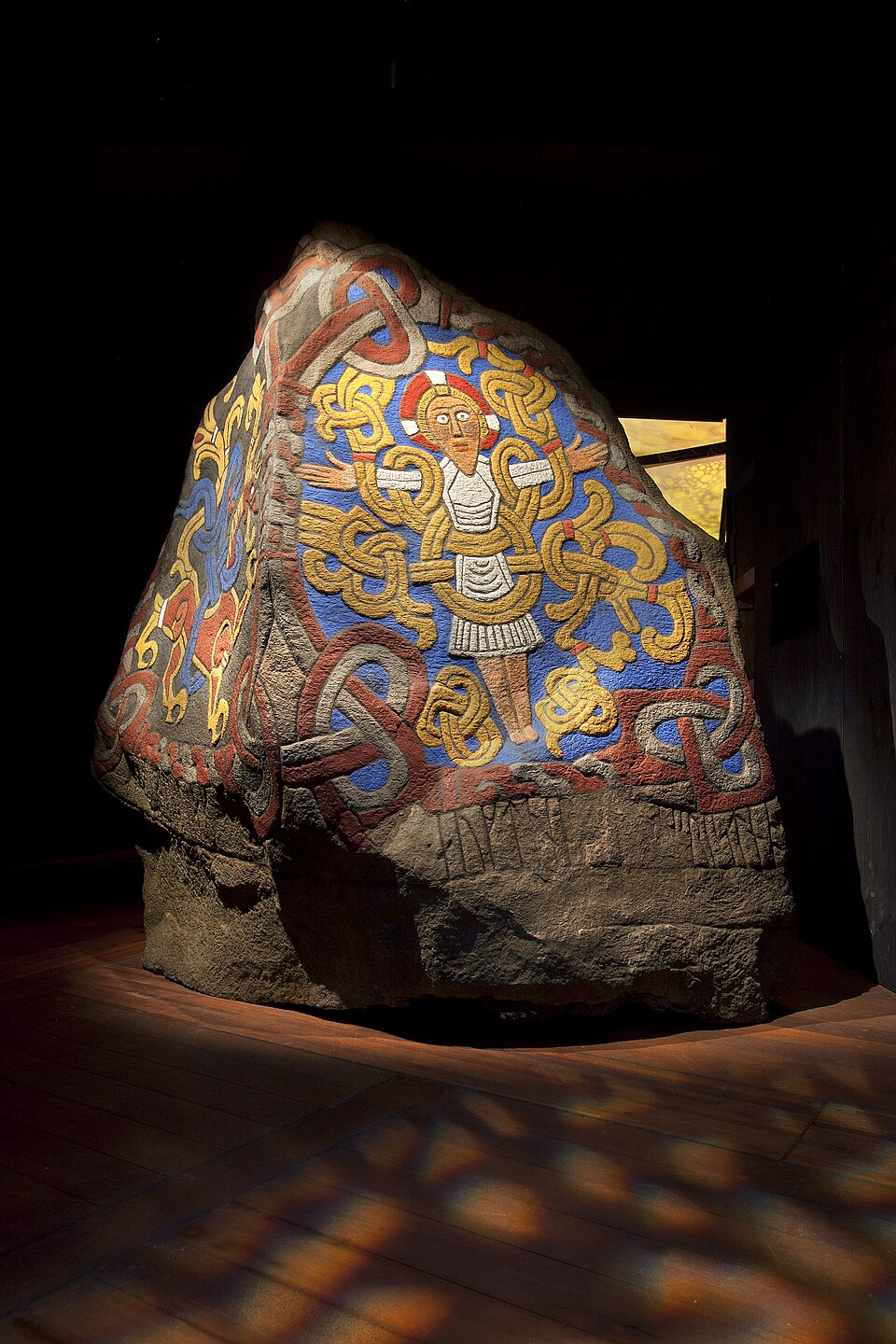 The larger Jelling Stone displayed at the National Museum of Denmark