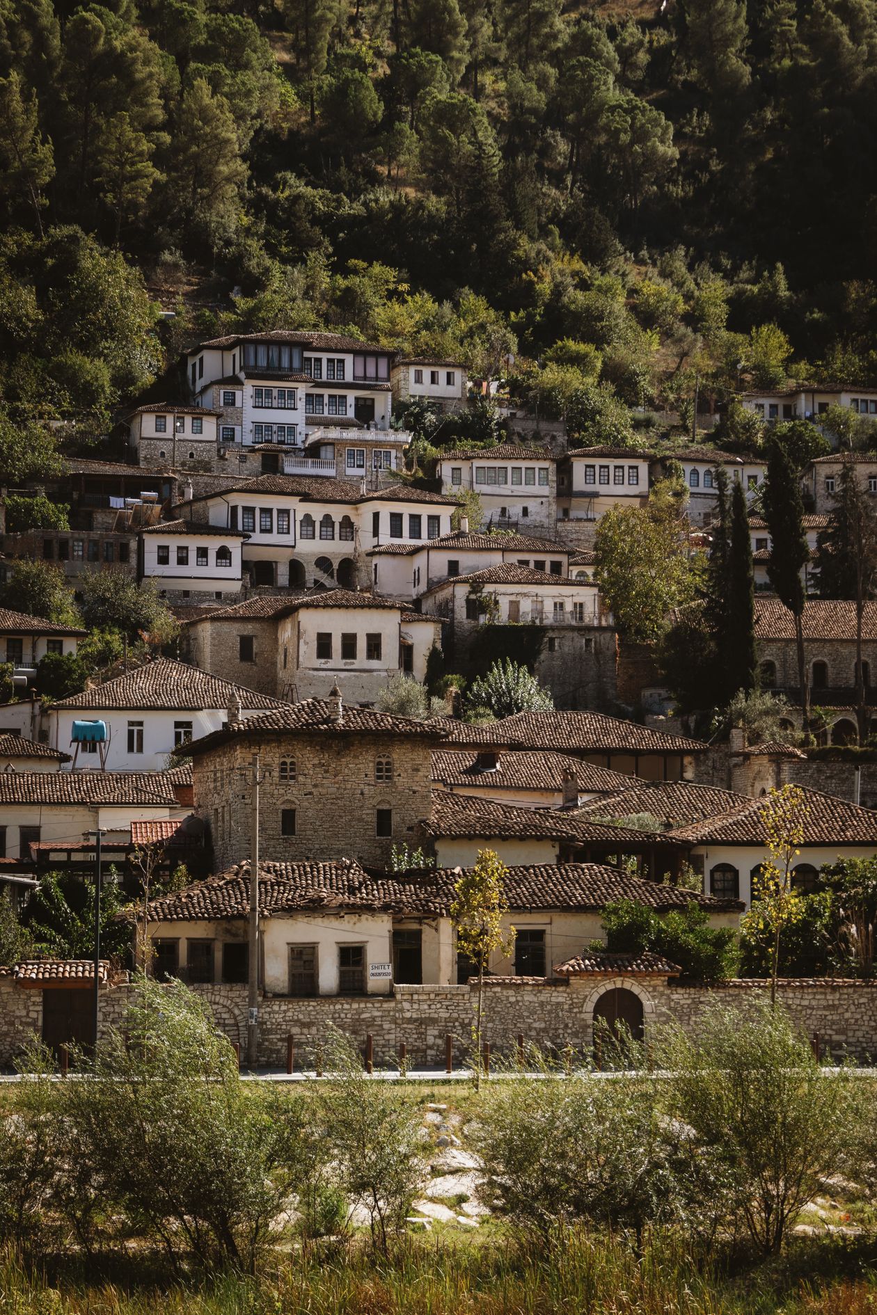 Ottoman-era stone houses on the hillside of Berat, a UNESCO-listed town in southern Albania