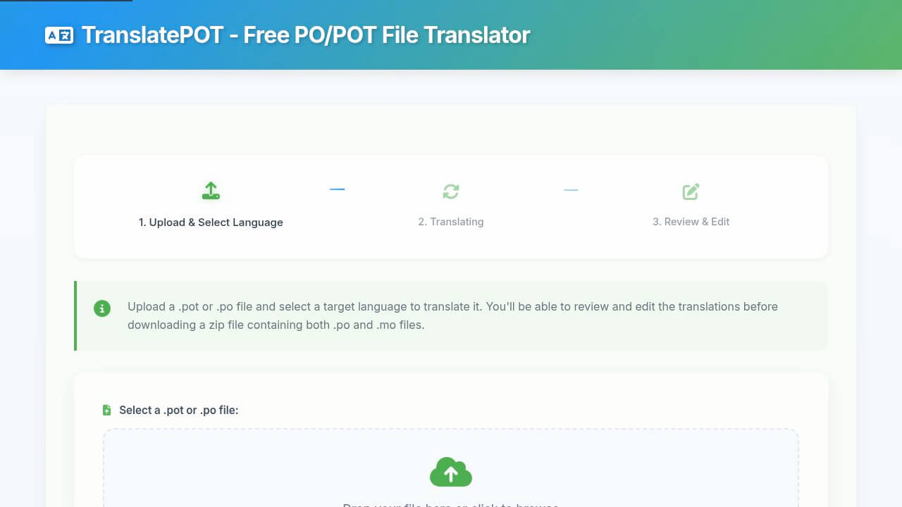 TranslatePOT web interface